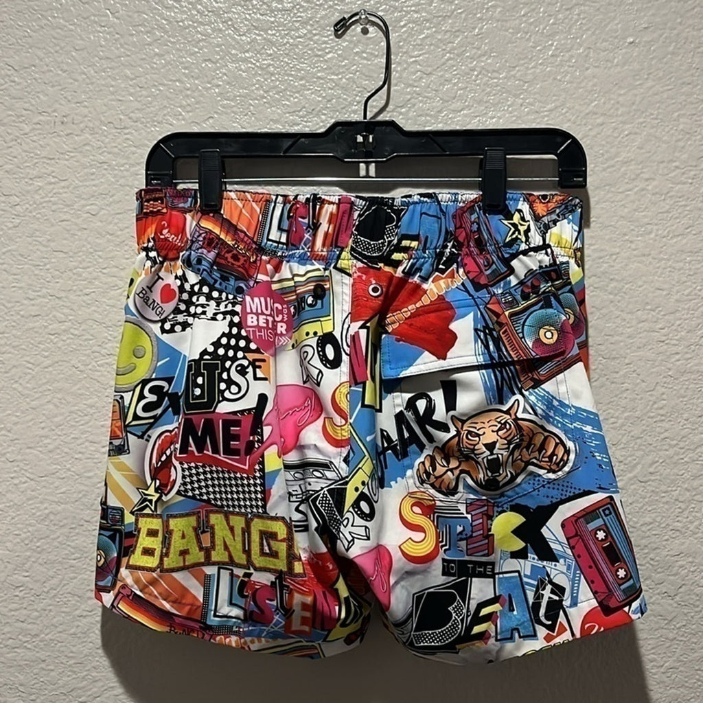 Bang Men SUPER POP RESORT SHORTS Retro 90’s Y2K Zip Pockets Size Medium Beachy