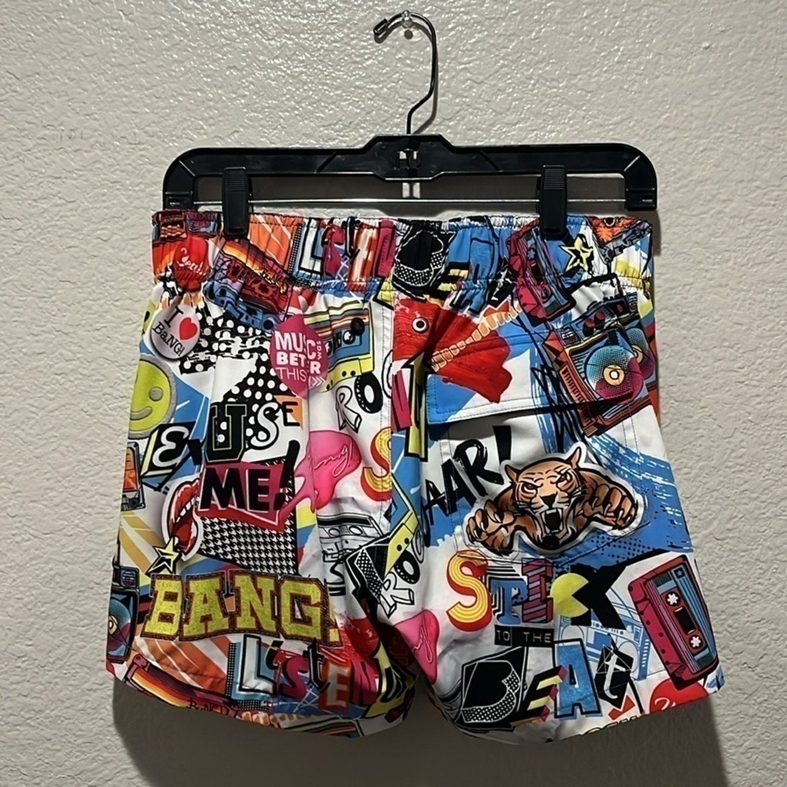 Bang Men SUPER POP RESORT SHORTS Retro 90’s Y2K Zip Pockets Size Medium Beachy