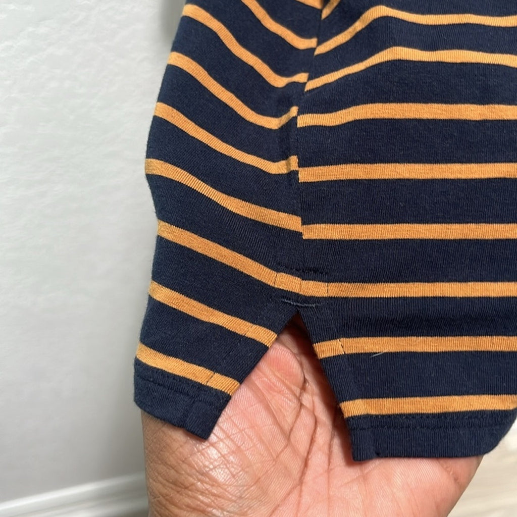 J. Jill Women’s Blue  Orange Striped 3/4 Sleeve Boxy Top   Sz L Cotton Blend
