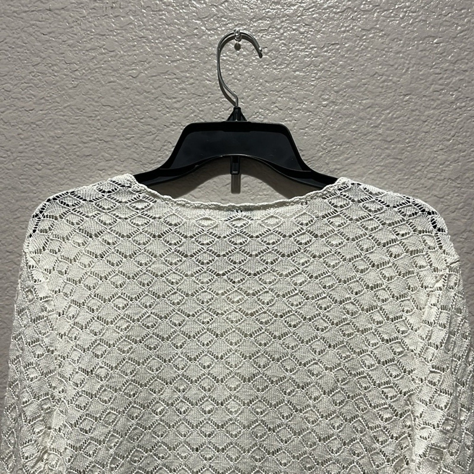 Sundance Crochet Cardigan Sweater Knitted Linen Blend Size L Off White Boho