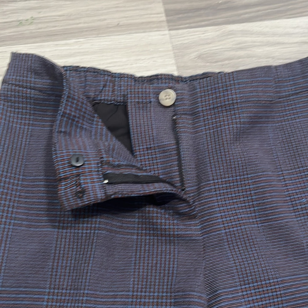 J Jill Ankle Pants Womens 15P Blue Red Plaid Elastic Waist Career Office Wear