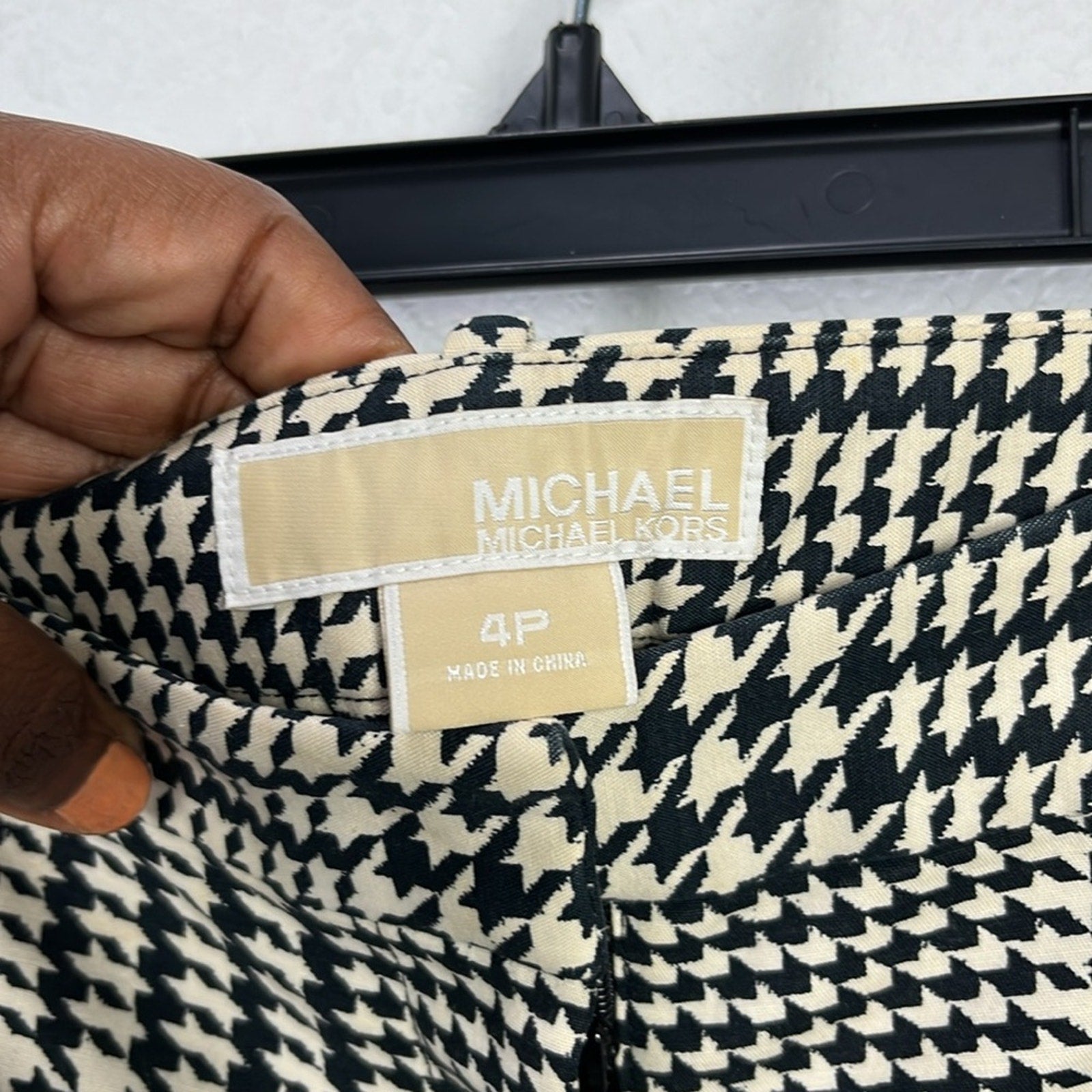 Women’s Michael Kors Houndstooth Print Pants Brown/White Size 4P Summer Career