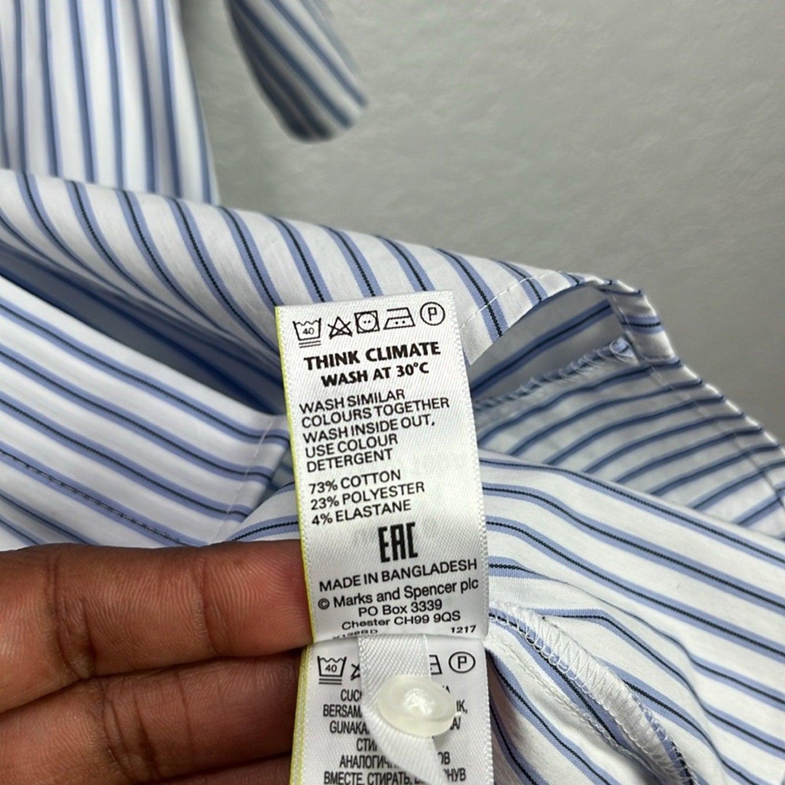 M&S Collection Womens Blue Mix Top ButtonDown Short Sleeve UK 16 (Large) Striped