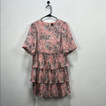 CODE X MODE Pink Paisley Ruffle Balloons Sleeve Dress Sz XS Floral Pink Tiered