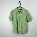 Blassport Women’s Green Casual Button Down Shirt with Floral Print Cotton Sz XL