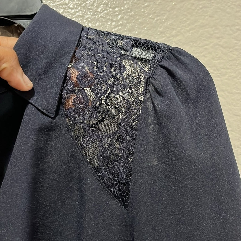 THE LIMITED BLOUSE LACE WOMENS POLY SIZE Medium NAVY BLUE  Business Casual