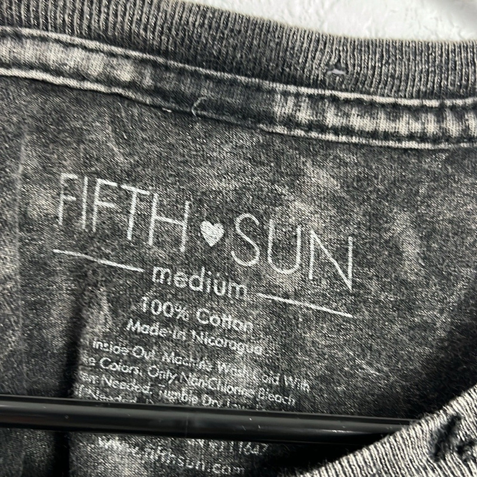 Fifth Sun Black Short Sleeve Distressed Tee with Artistic Print Whimsigoth Sz M