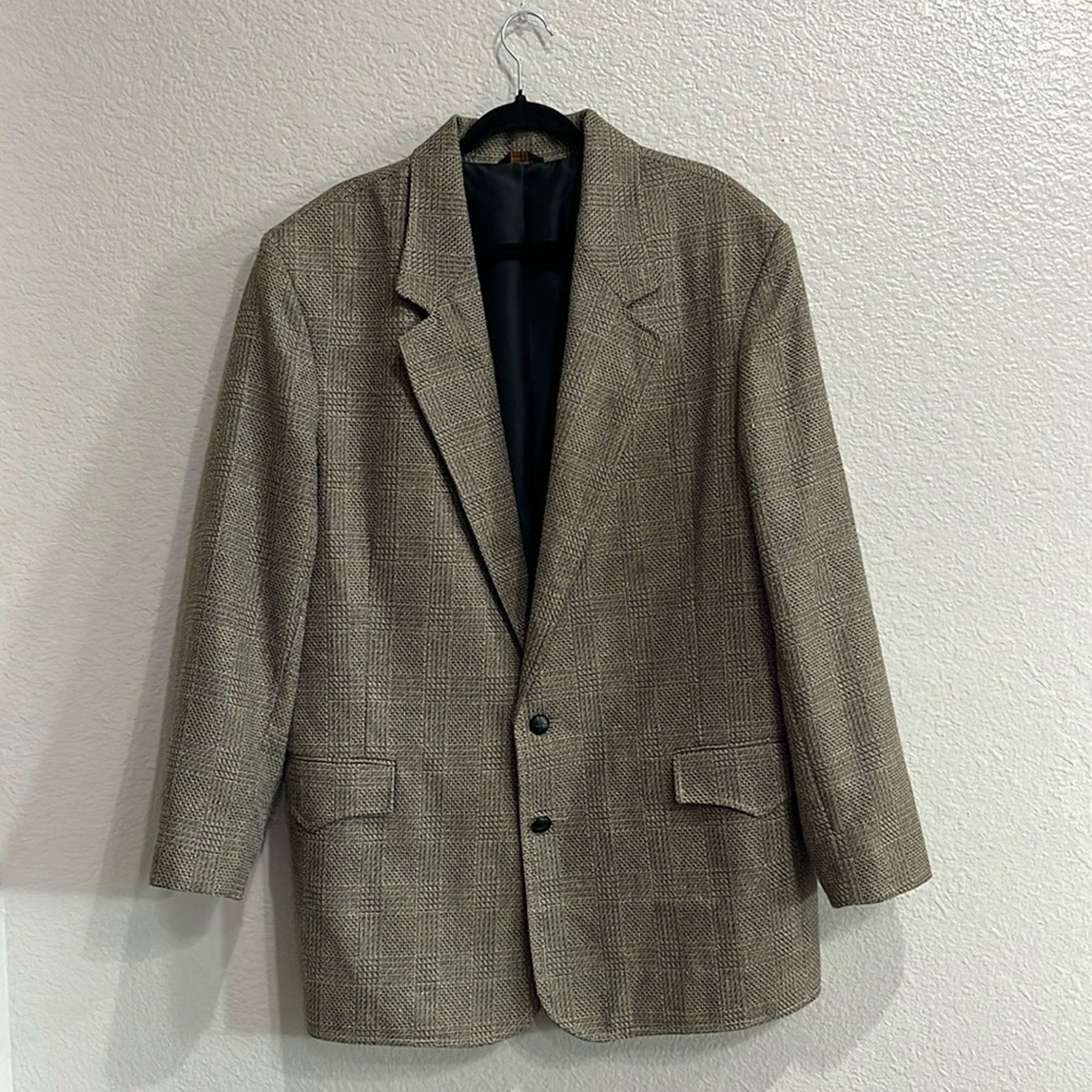 Vintage Men’s 48 Pioneer Wear Western Cowboy Tan Wool Blend Blazer Southwestern