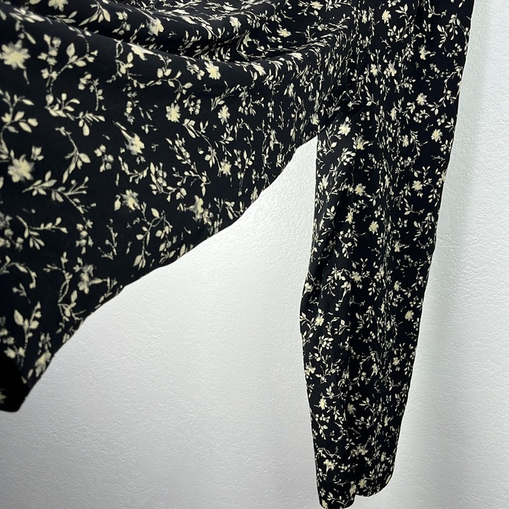 Vintage Street Wear Carole Little Wide Leg Pants Womens 10 Black Floral Print