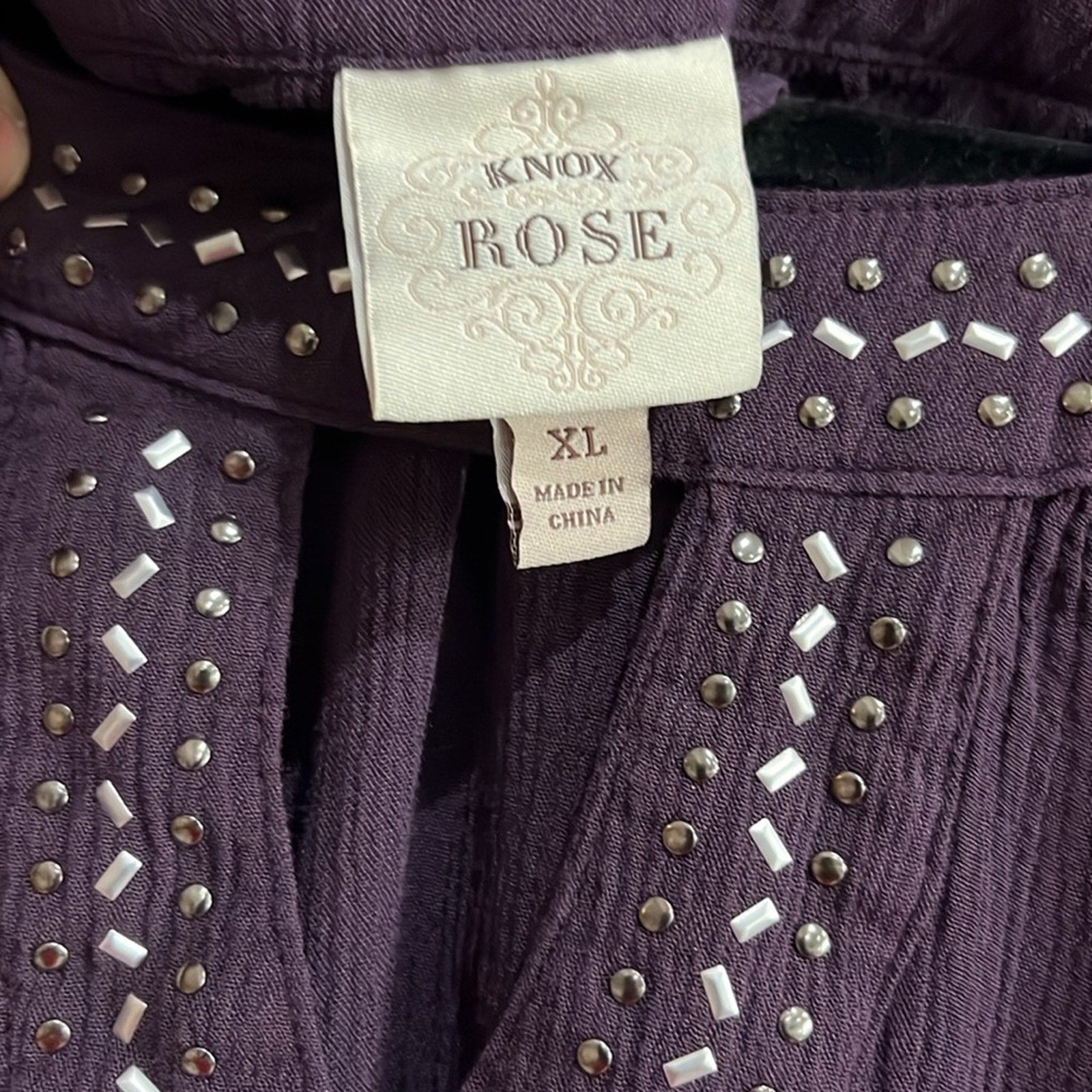 Knox Rose Dress Womens XL Purple Beaded Cold Shoulder Keyhole Neck Boho Hippie