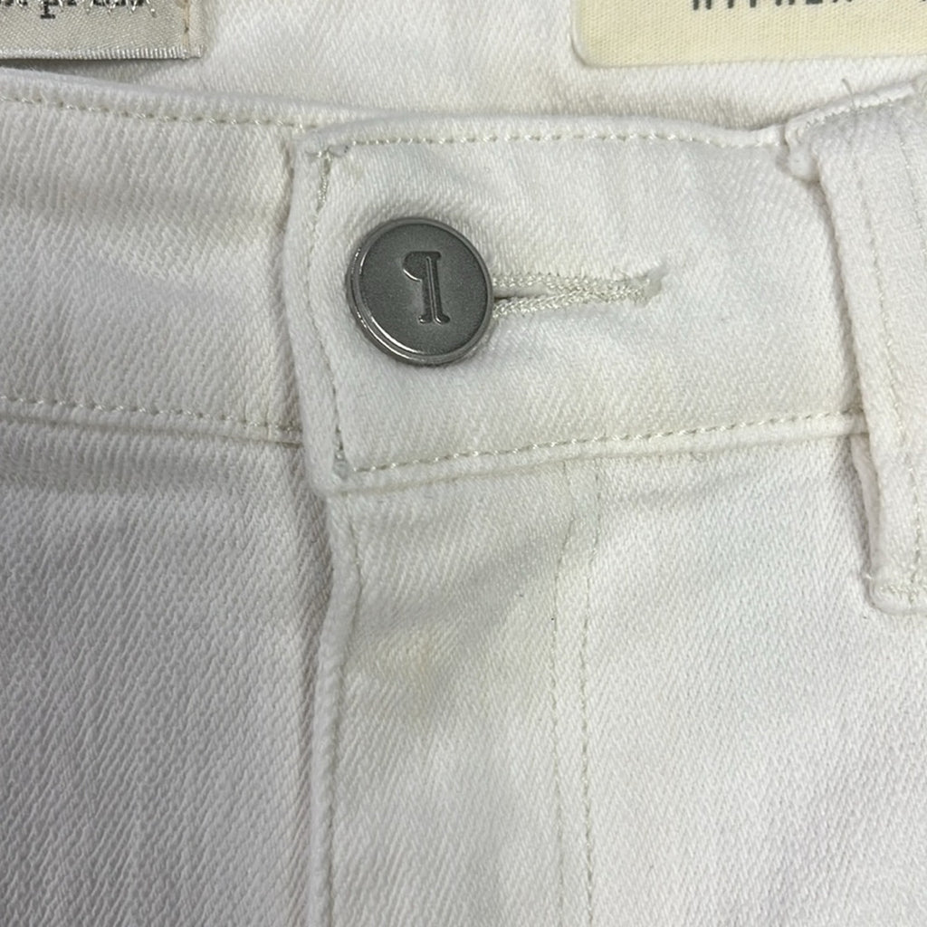 Antro Pilcro Womens Embroidered Floral Jeans Size 28 (Sz 6) Straight Leg ivory