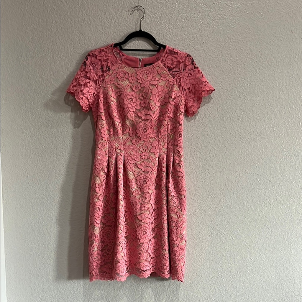 Vince Camuto Pink Lace Short Sleeve Fit & Flare Pocket Dress Women's Size 8