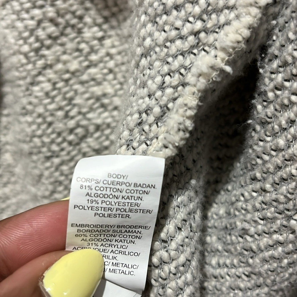 Lucky Brand Womens Blanket Stitch Cardigan Gray Sweater Sz XS Long Sleeve Cozy