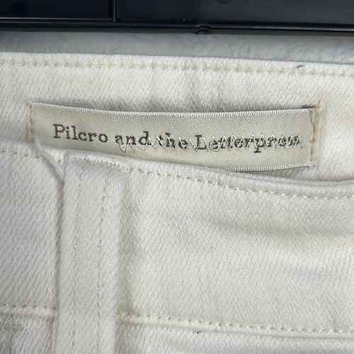 Antro Pilcro Womens Embroidered Floral Jeans Size 28 (Sz 6) Straight Leg ivory