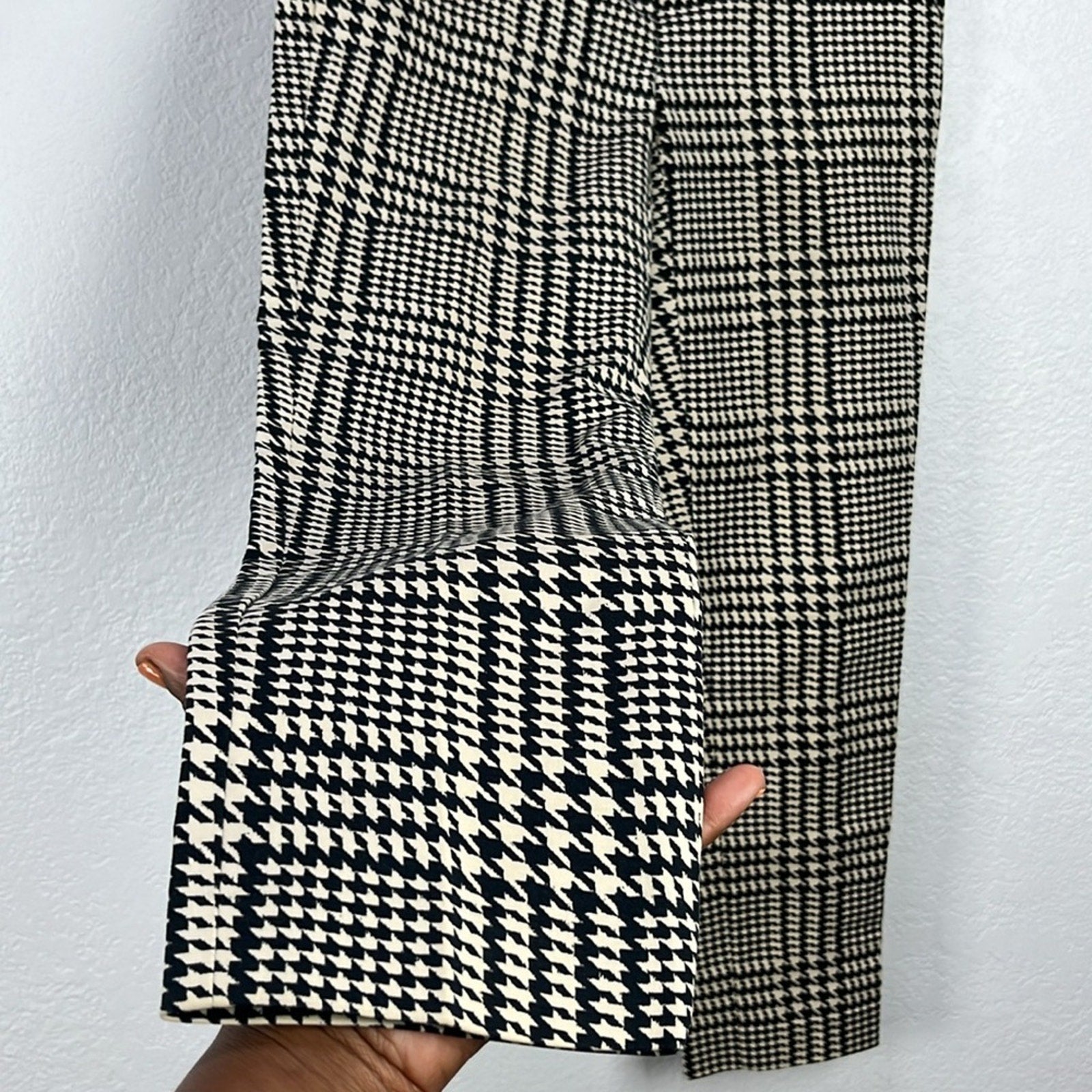 Women’s Michael Kors Houndstooth Print Pants Brown/White Size 4P Summer Career