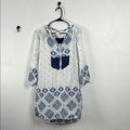 H&M L.O.G.G. Dress Tunic Prairie Boho Smock Women’s Size 12 Blue White Sheer