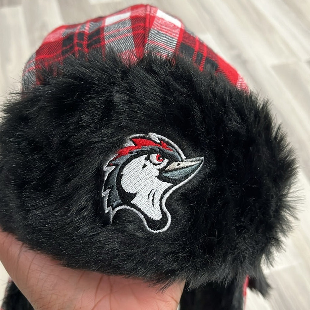 Flow Nissan Trapper Hat Winter Men Women Hat Faux Fur Ear Flap Red Plaid OSFM