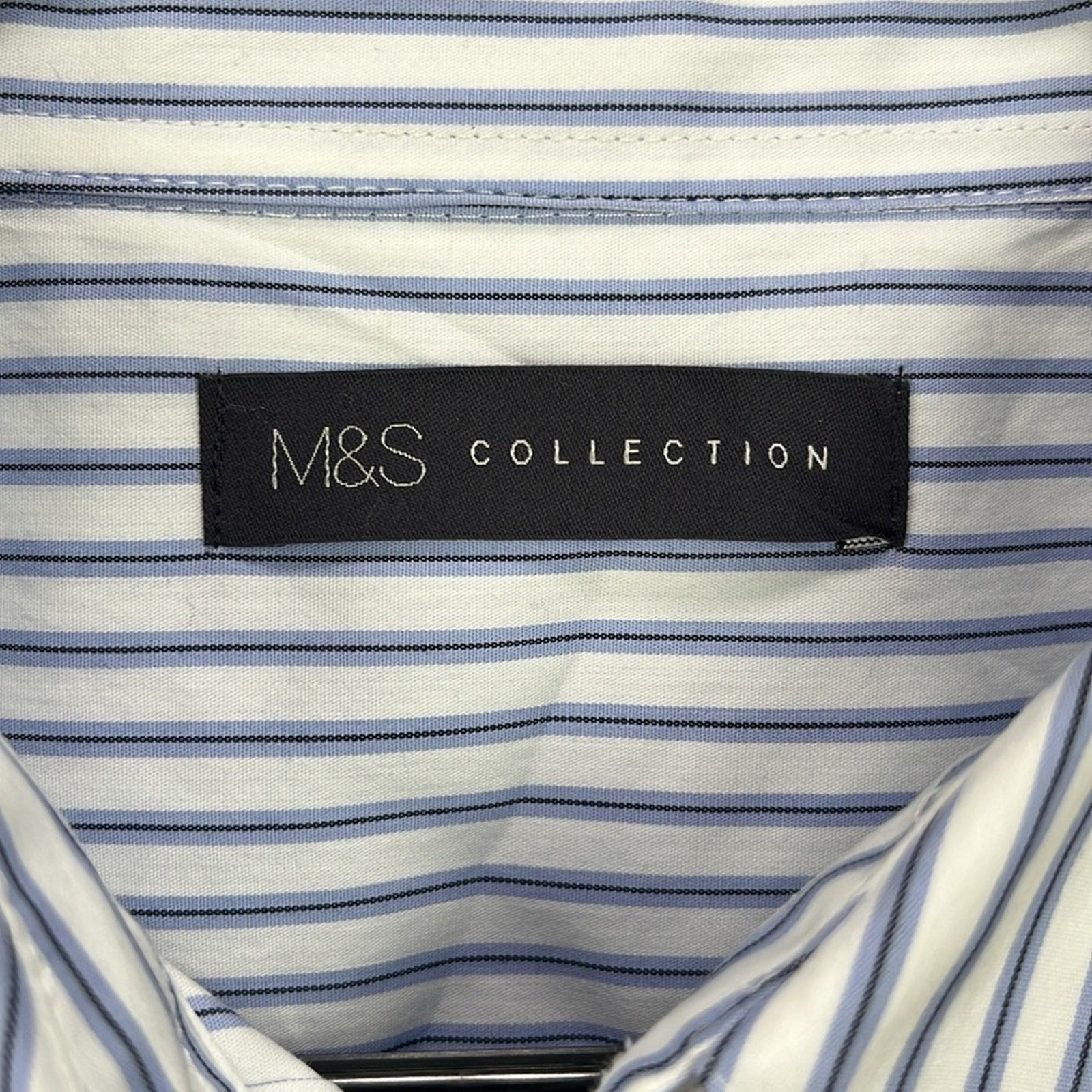 M&S Collection Womens Blue Mix Top ButtonDown Short Sleeve UK 16 (Large) Striped