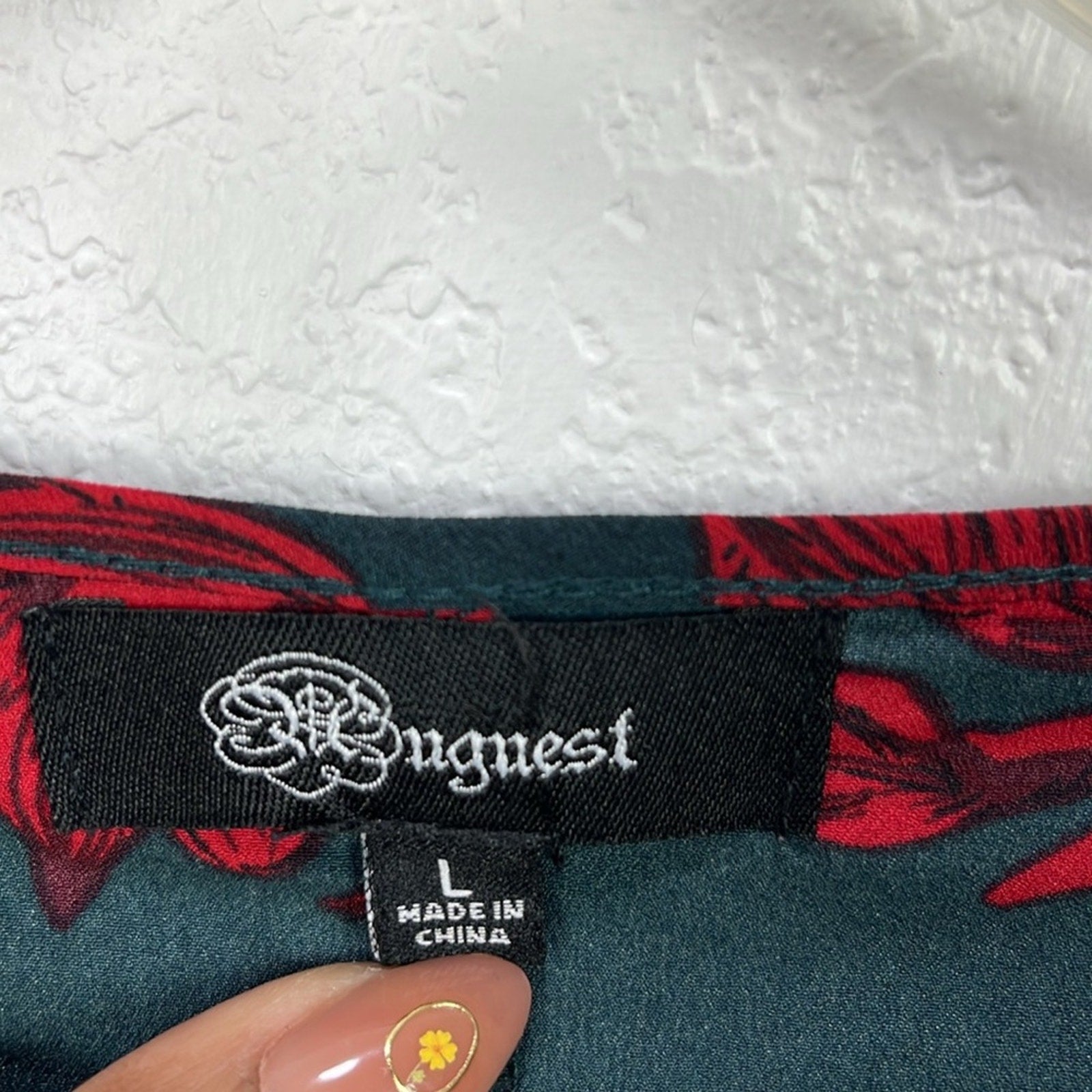 Women’s Black Red Floral  Mini Dress With Belt Long Sleeves Ruffled Sz L Witchy