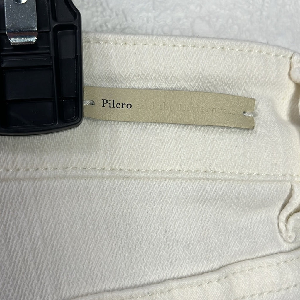 Antro Pilcro Womens Embroidered Floral Jeans Size 28 (Sz 6) Straight Leg ivory