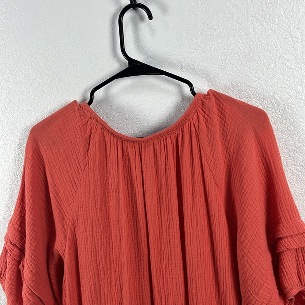Knox Rose Woman’s Size XL Gauze Romper Shorts Short Sleeve Coral Beachy Boho
