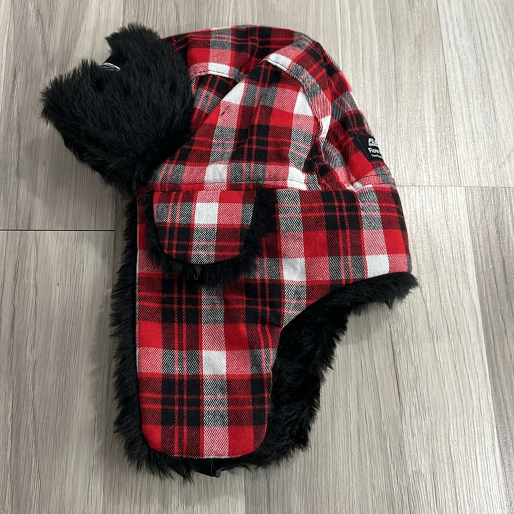 Flow Nissan Trapper Hat Winter Men Women Hat Faux Fur Ear Flap Red Plaid OSFM