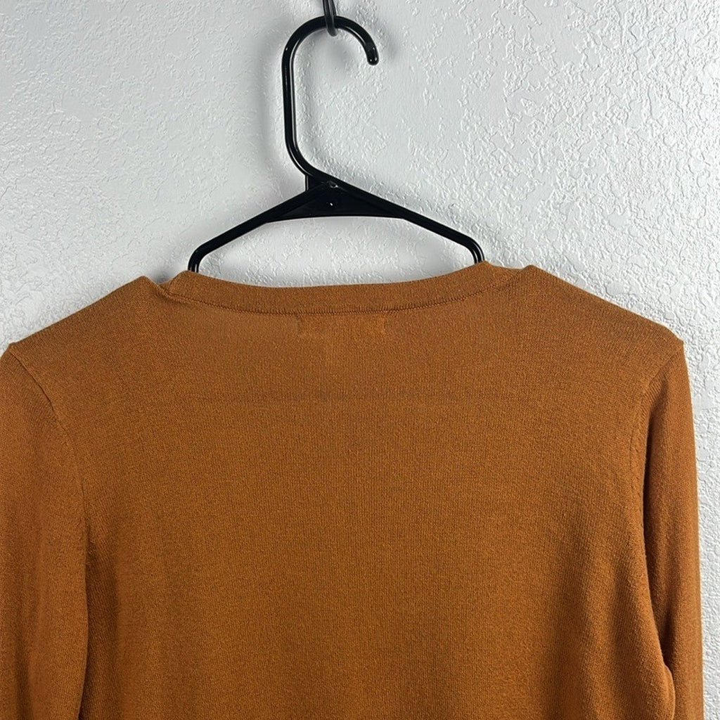 Forever 21 Women's V-Neck Button-Up Cardigan Brown Sz S Long Sleeve Office Core