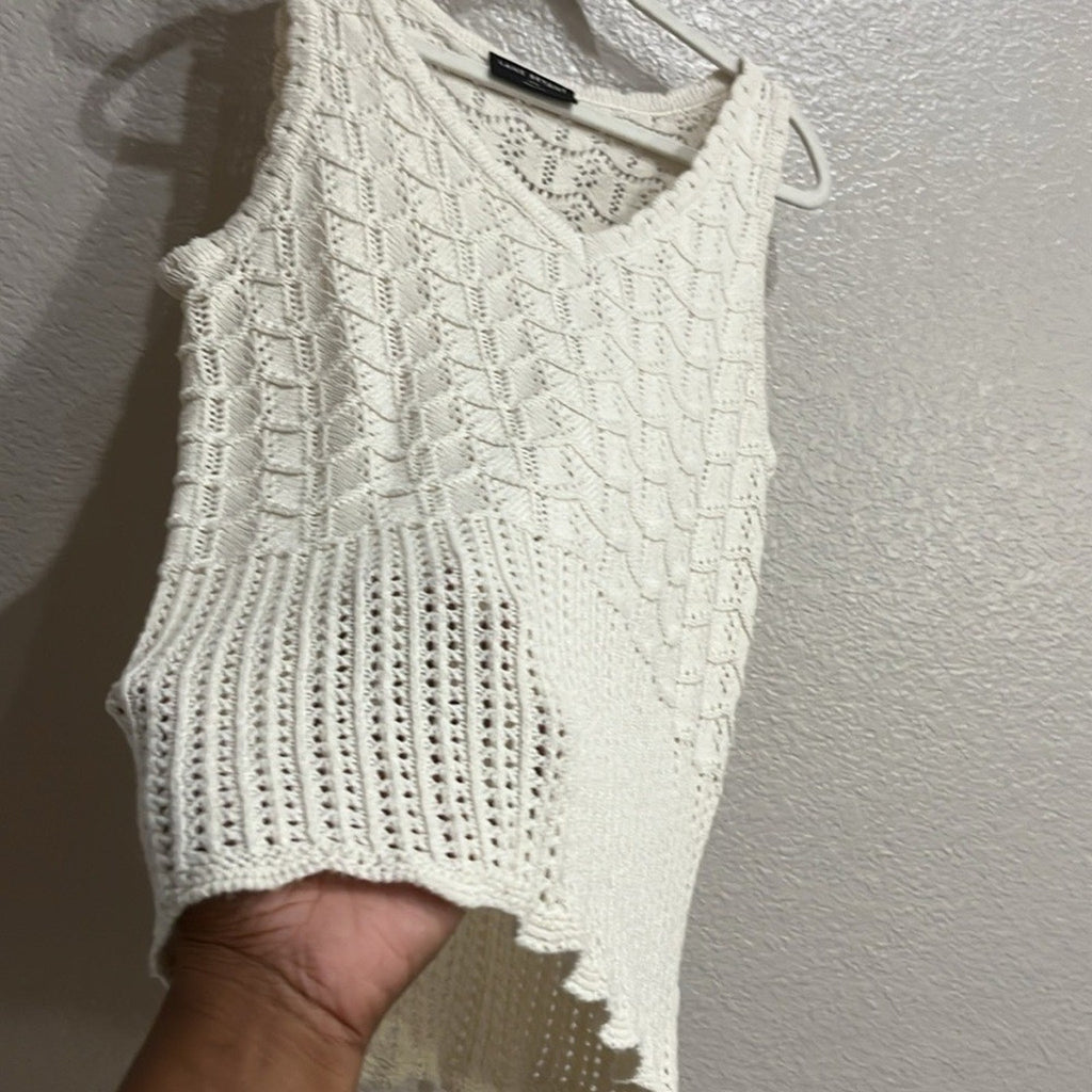 Lane Bryant Sleeveless V-Neck Pointelle Sweater Size 14/16
