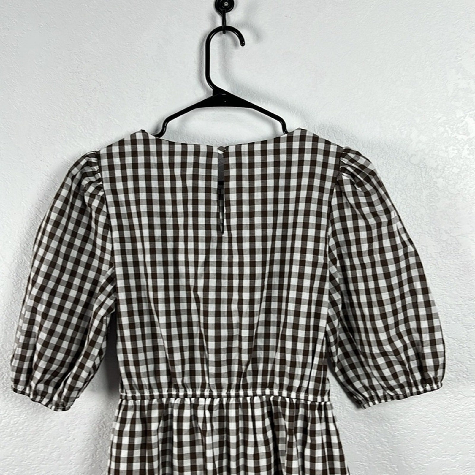 Women’s Checkered Brown Dress prairie core Front Tie Ranch Farm Girl Sz M Rural