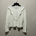 Sundance Crochet Cardigan Sweater Knitted Linen Blend Size L Off White Boho