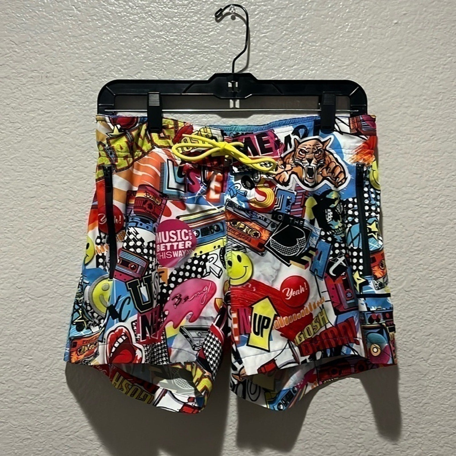 Bang Men SUPER POP RESORT SHORTS Retro 90’s Y2K Zip Pockets Size Medium Beachy