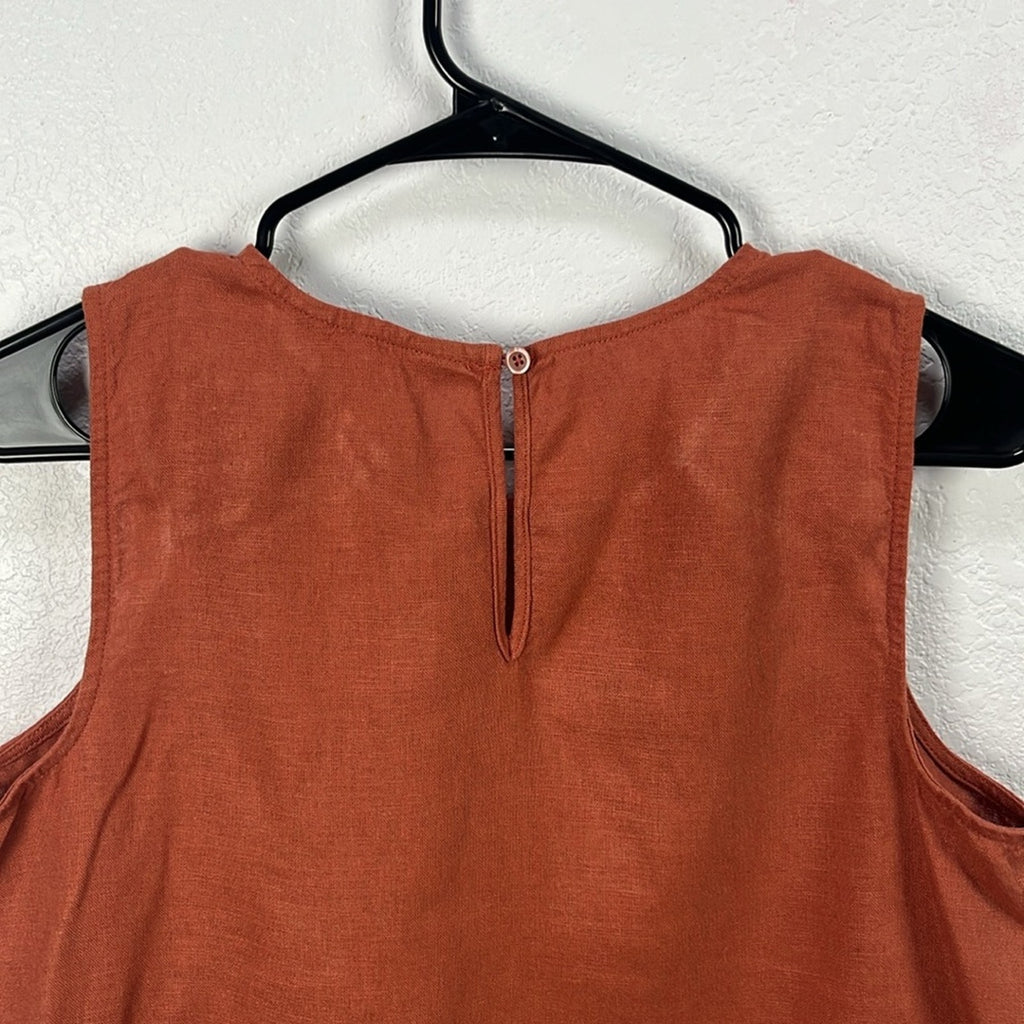 Simply Vera Vera Wang Women’s Brown Embellished Boxy Top crochet Bohemian Sz XS