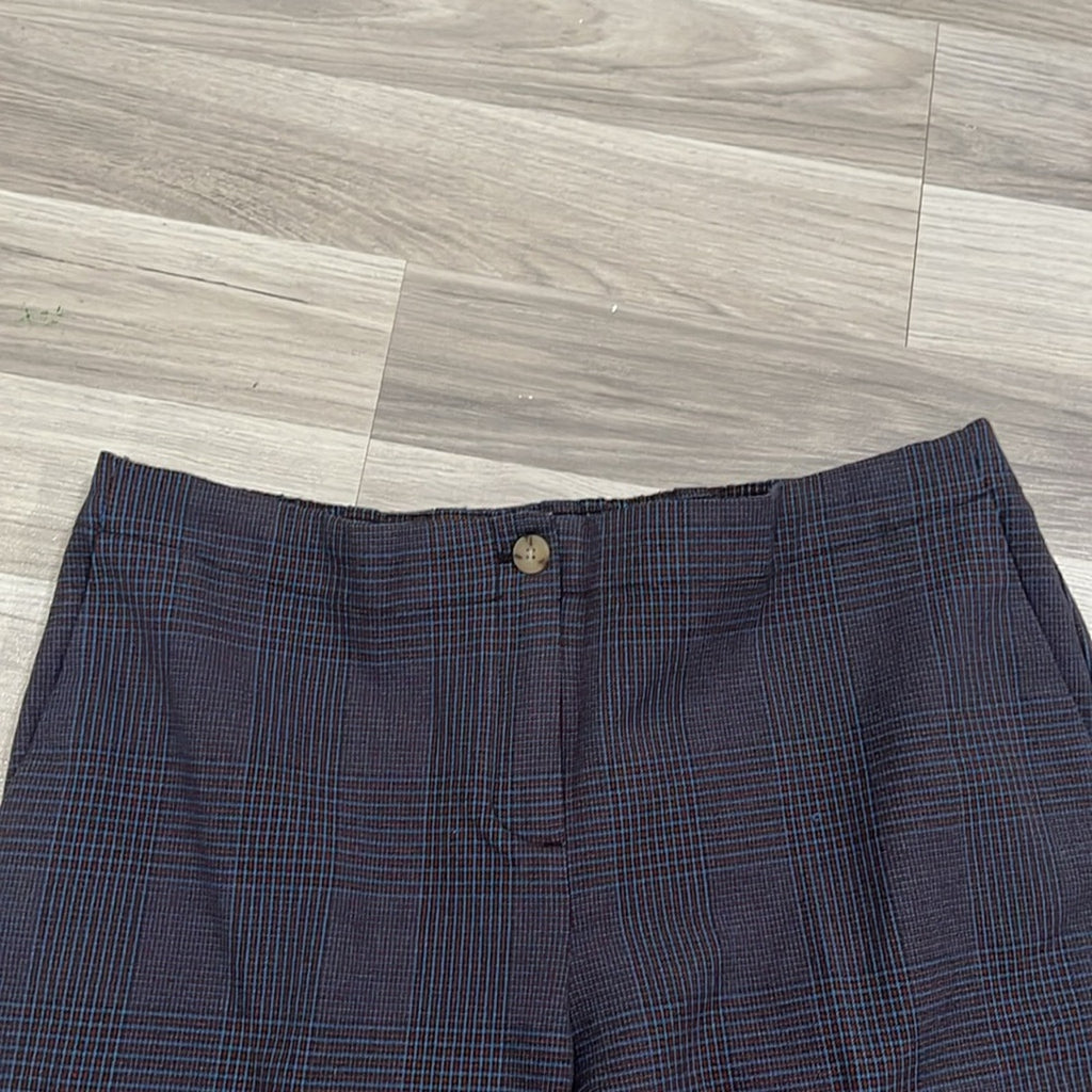 J Jill Ankle Pants Womens 15P Blue Red Plaid Elastic Waist Career Office Wear