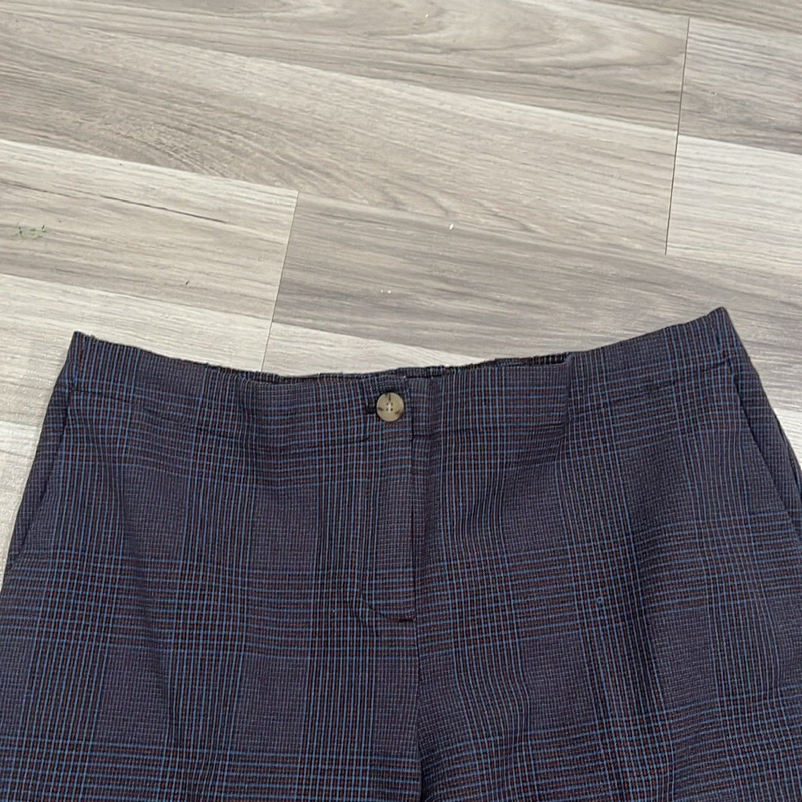 J Jill Ankle Pants Womens 15P Blue Red Plaid Elastic Waist Career Office Wear