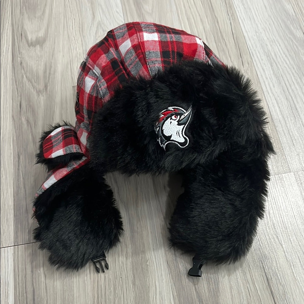 Flow Nissan Trapper Hat Winter Men Women Hat Faux Fur Ear Flap Red Plaid OSFM