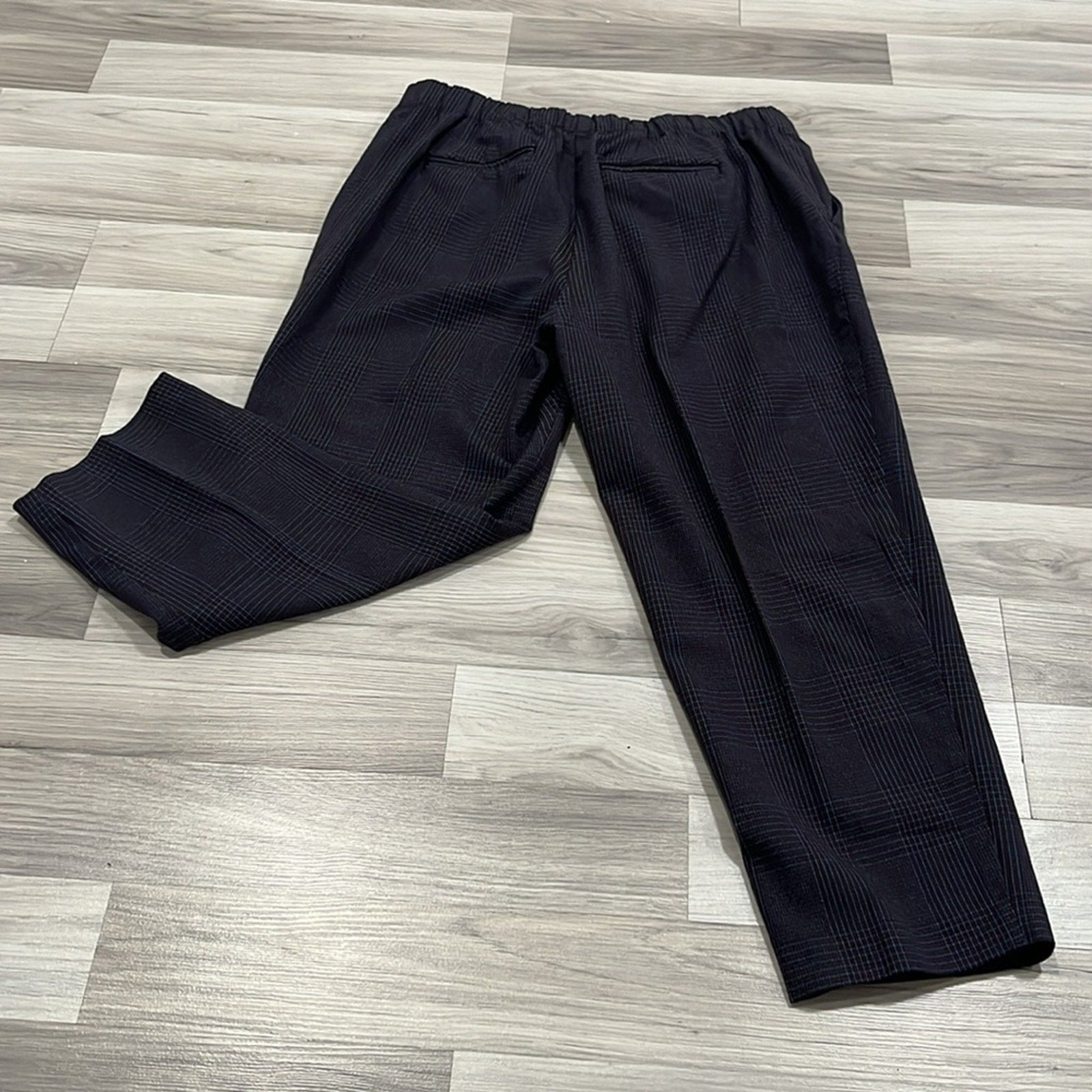 J Jill Ankle Pants Womens 15P Blue Red Plaid Elastic Waist Career Office Wear