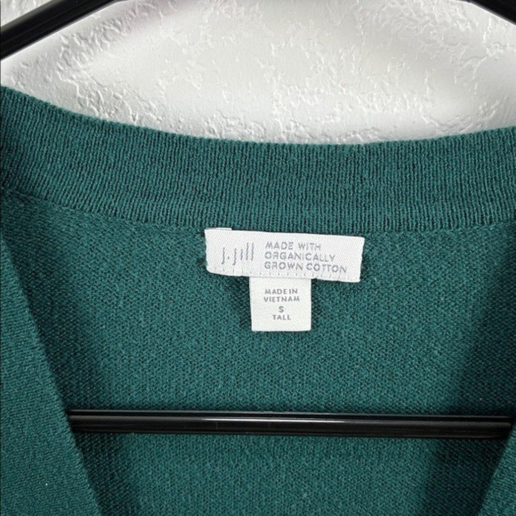 J JILL Green Button Up Cardigan Sweater Women's S Capsule Layering EUC Cotton