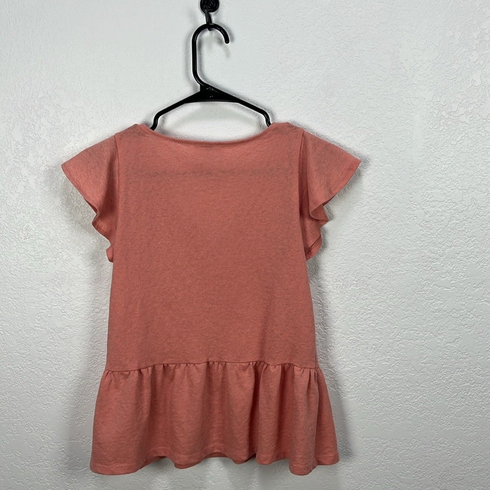 LOFT Women’s Pink Flutter Sleeve Peplum Blouse V Neck Flowy Vacay Wear Sz XXSP