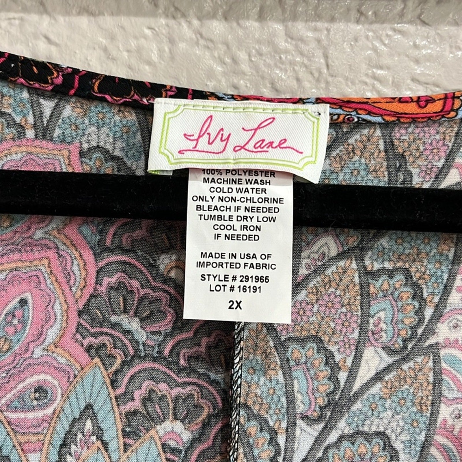 Ivy Lane Floral Paisley  Multi Color Bell Sleeve Dress Midi Boho Plus Size 2X