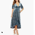 Gianni Bini Blue V-Neck Sheath Midi Dress Sz XS Velvet Platinum Marche Dress NWT
