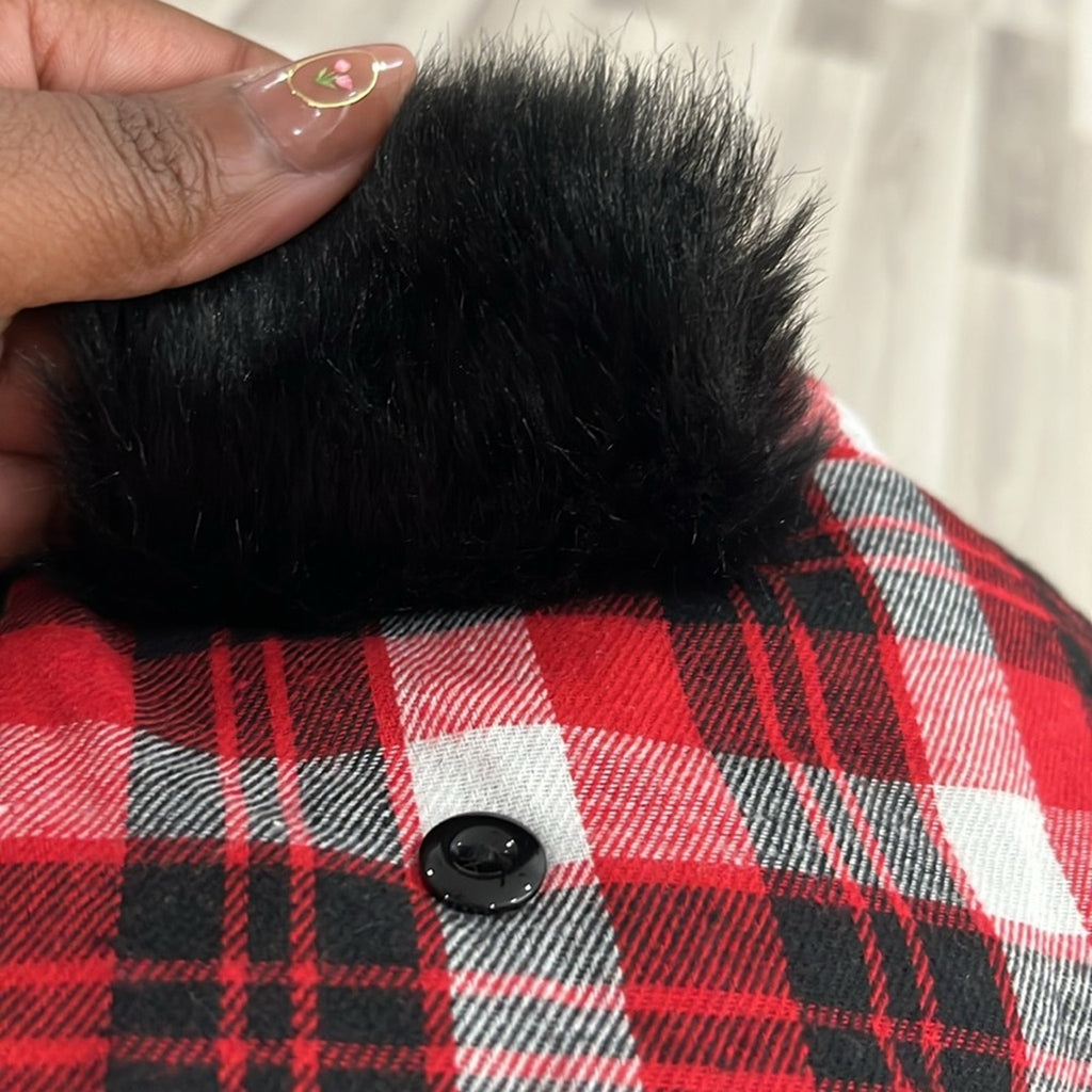 Flow Nissan Trapper Hat Winter Men Women Hat Faux Fur Ear Flap Red Plaid OSFM