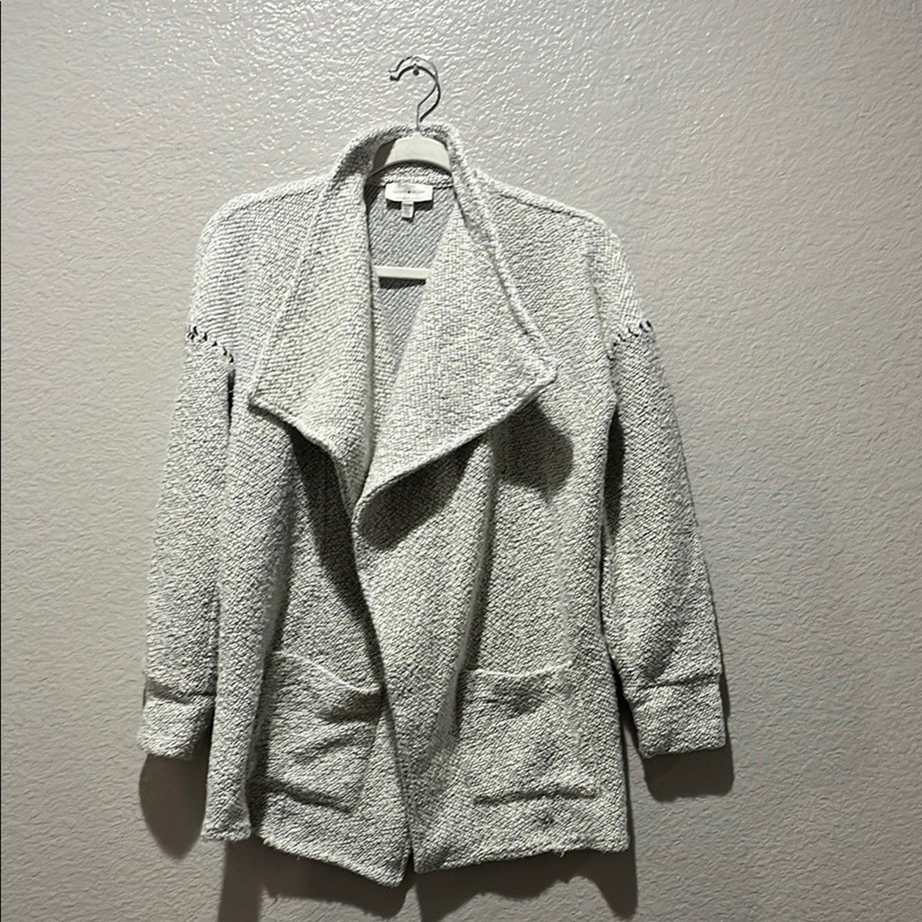 Lucky Brand Womens Blanket Stitch Cardigan Gray Sweater Sz XS Long Sleeve Cozy