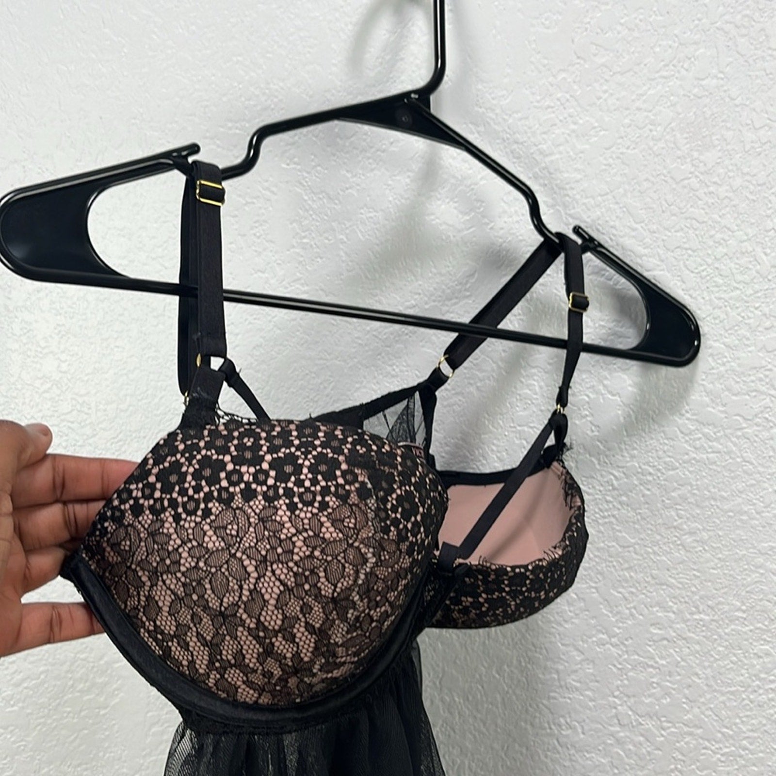 New Victoria’s Secret Strappy Lace Tulle Babydoll Nightie Lingerie Size 34D