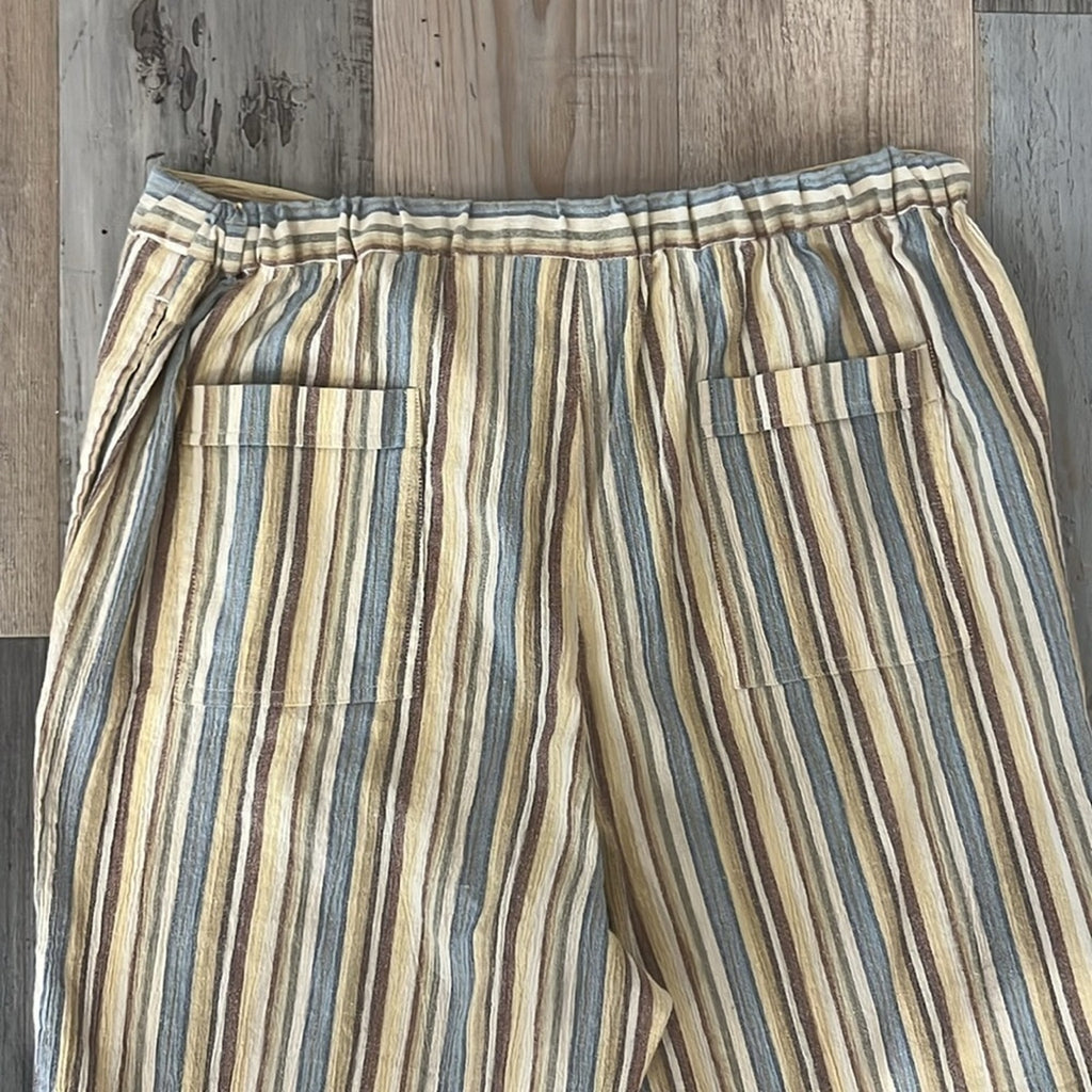 Norm Thompson Petite Large Pants Stripes Wide Leg Flowy Boho