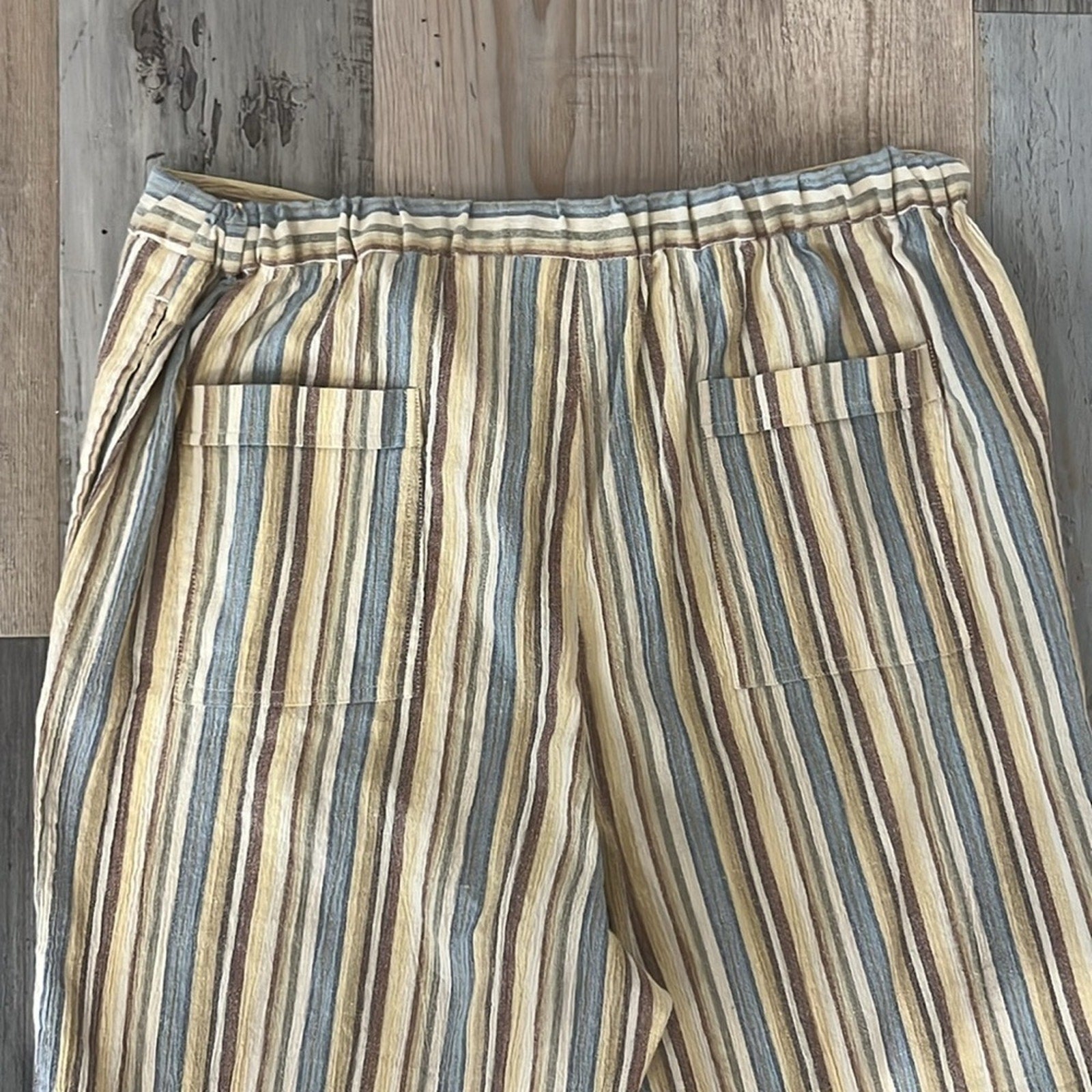 Norm Thompson Petite Large Pants Stripes Wide Leg Flowy Boho