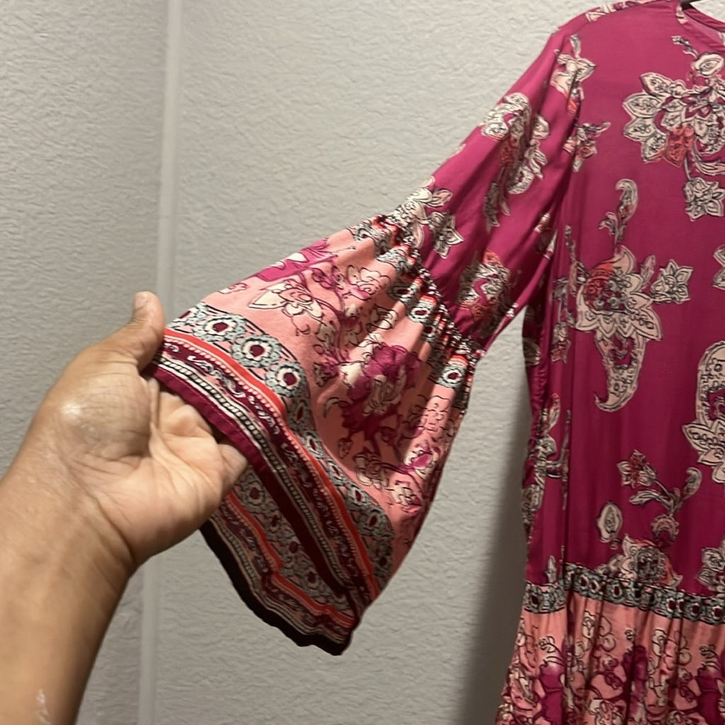 Beachlunchlounge Boho Peasant Top Large Bell Sleeves Layered Ruffles Size S/P