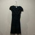 Ann Taylor LOFT Black Dress Midi Geometric Print Flowy with Belt Size 4