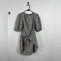 Women’s Checkered Brown Dress prairie core Front Tie Ranch Farm Girl Sz M Rural