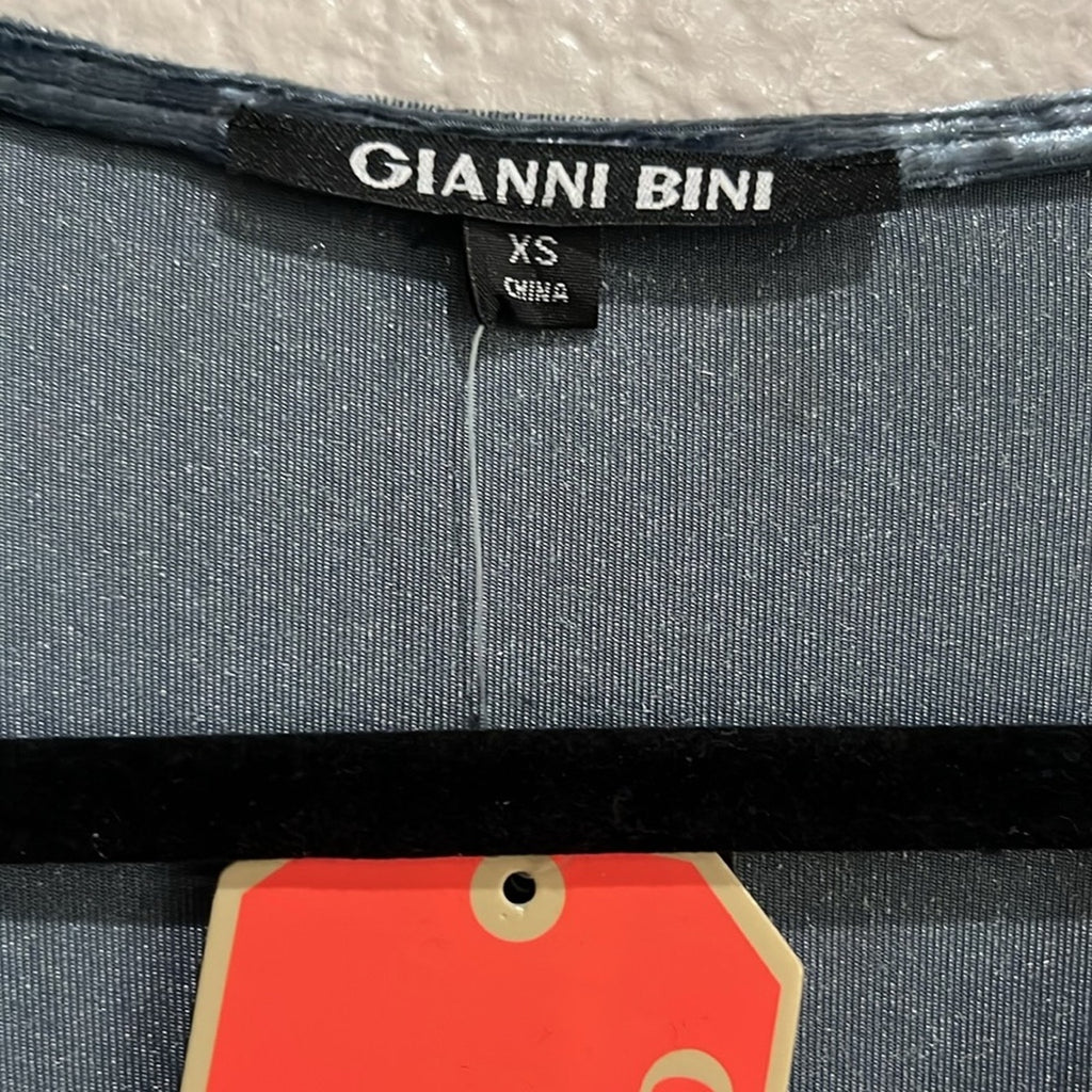 Gianni Bini Blue V-Neck Sheath Midi Dress Sz XS Velvet Platinum Marche Dress NWT