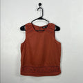 Simply Vera Vera Wang Women’s Brown Embellished Boxy Top crochet Bohemian Sz XS